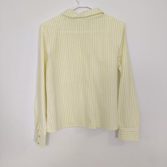 Cleo Women's Shirt Blouse Size XS Striped White Yellow Cotton Lightweight Casual - Picture 6 of 10